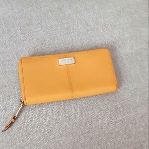 Cole Haan Yellow Pebbled Wallet with Zip Closure